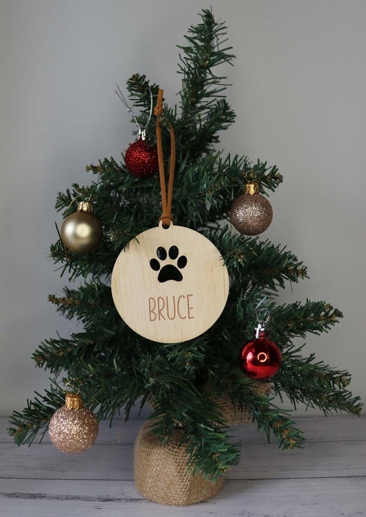 Wooden Personalised Christmas Bauble - Sans-Serif