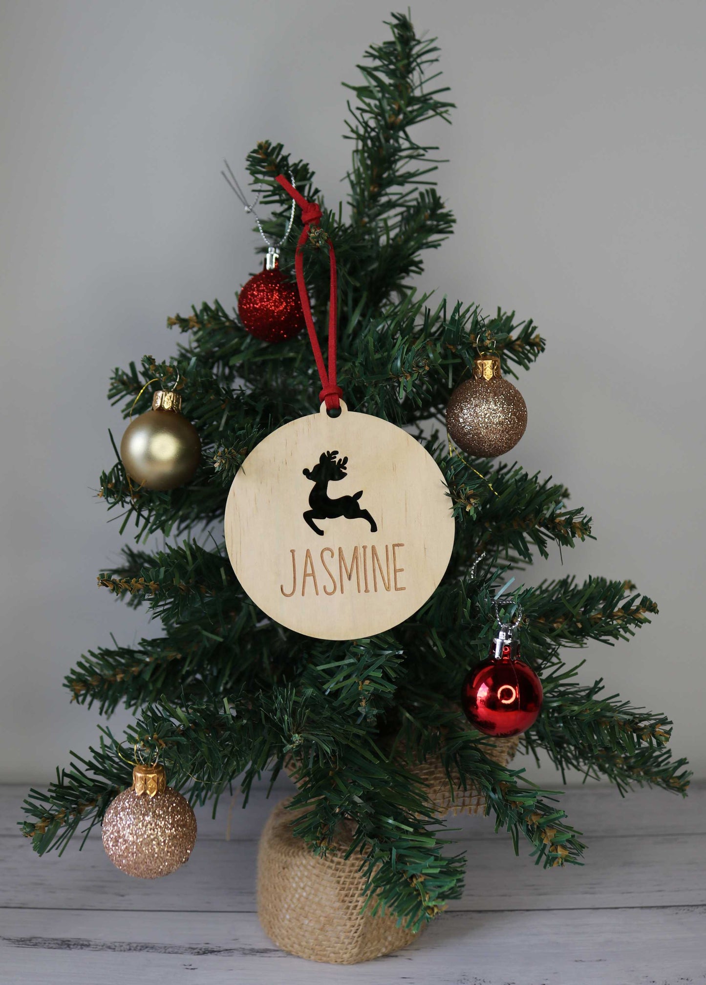 Wooden Personalised Christmas Bauble - Sans-Serif