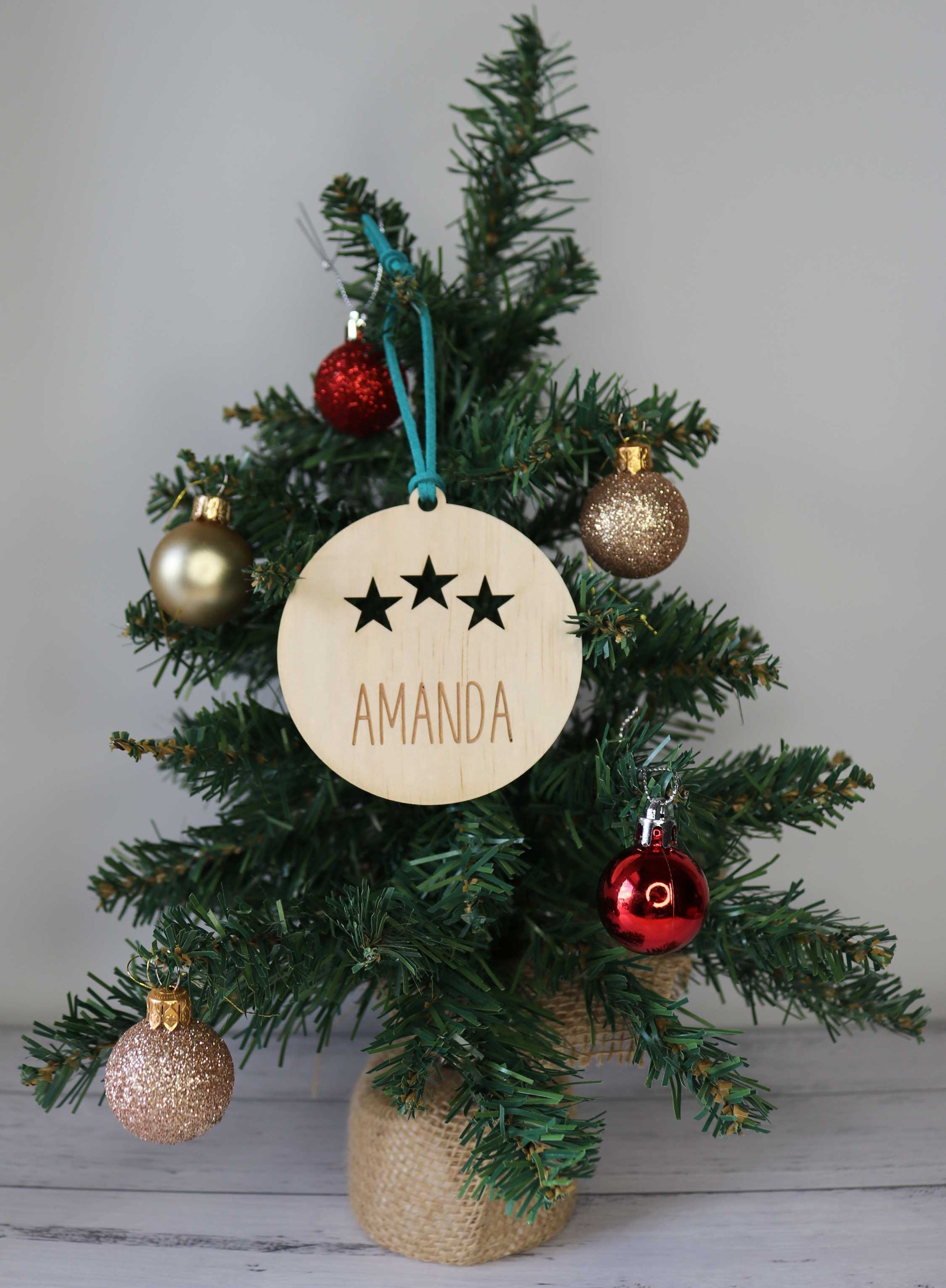 Wooden Personalised Christmas Bauble - Sans-Serif