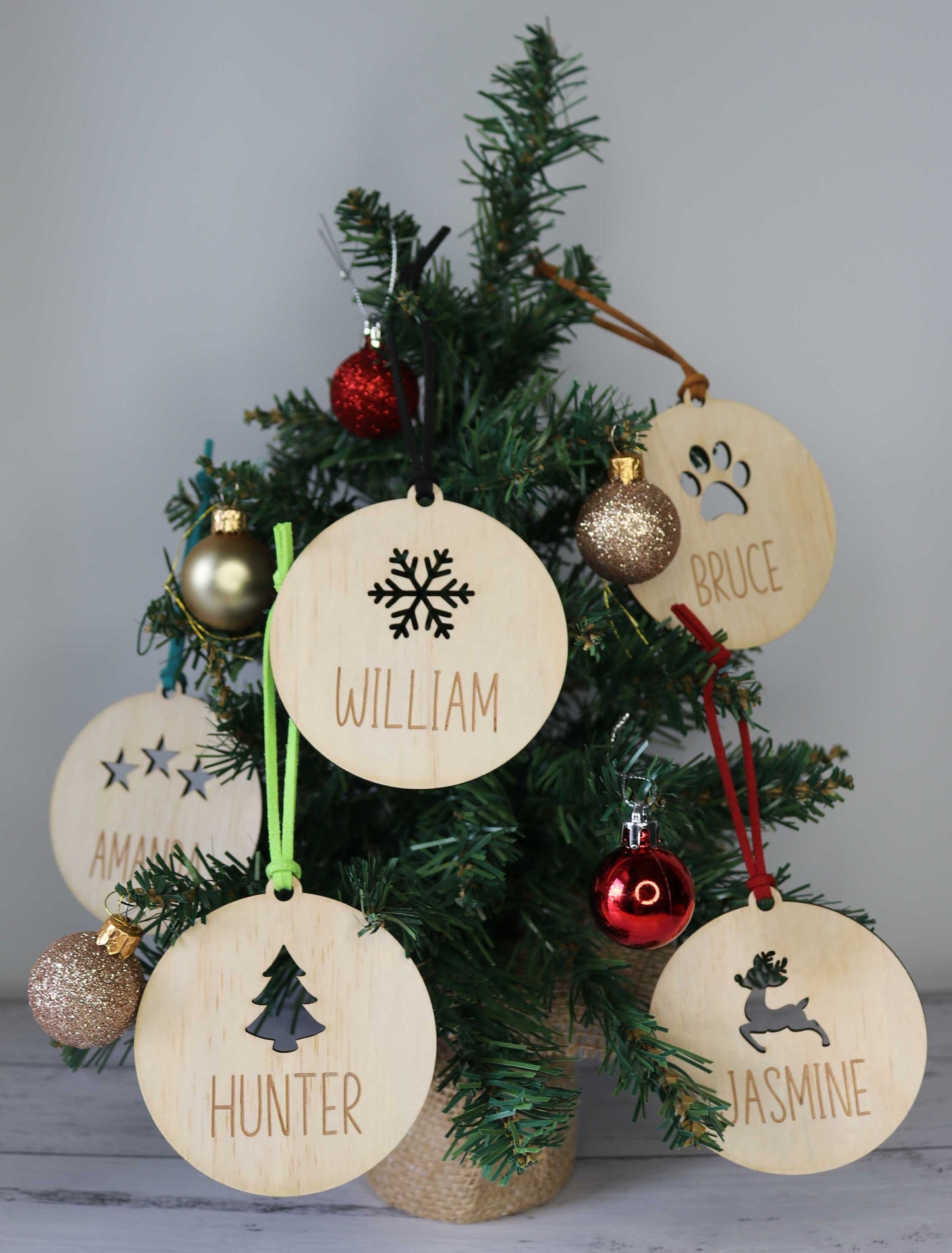 Wooden Personalised Christmas Bauble - Sans-Serif