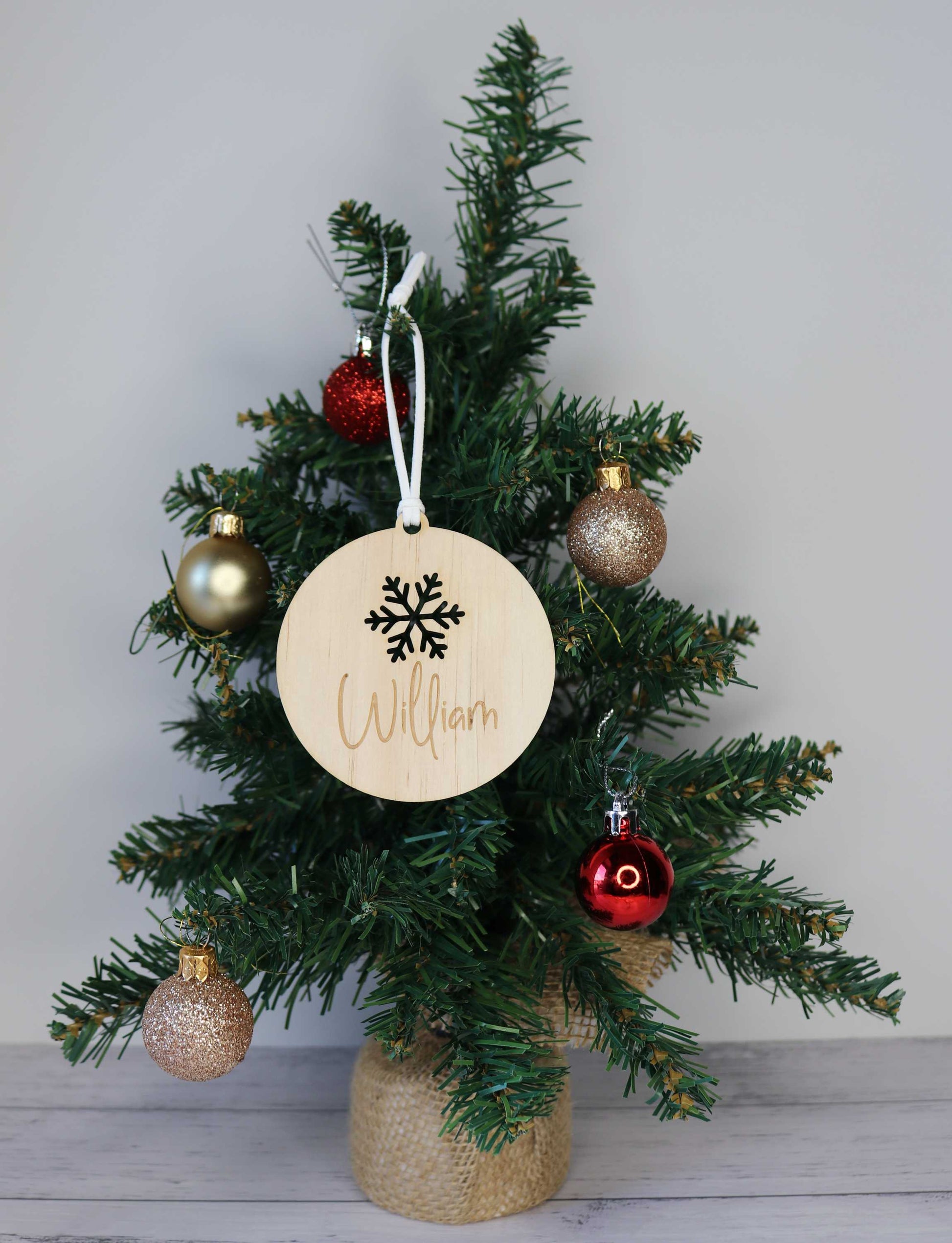 Wooden Personalised Christmas Bauble - Script