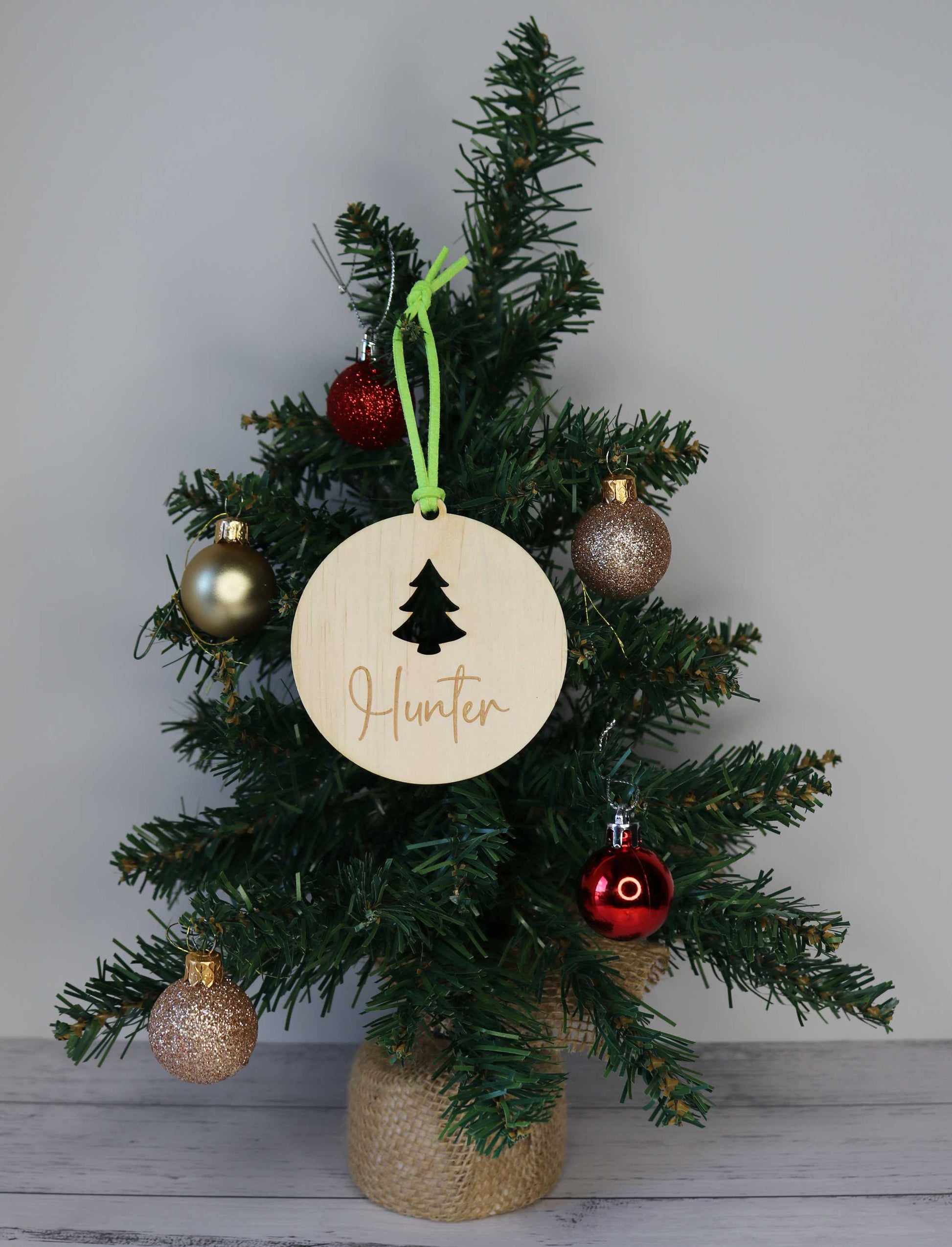 Wooden Personalised Christmas Bauble - Script