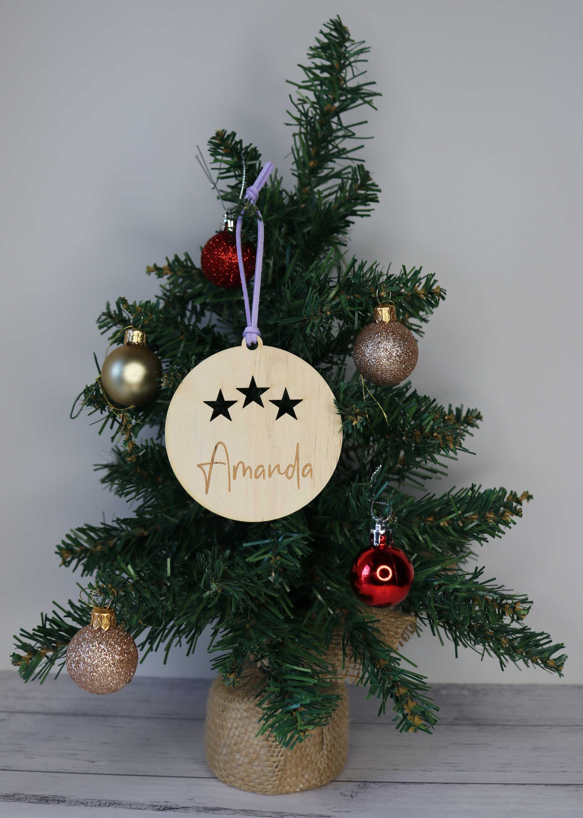 Wooden Personalised Christmas Bauble - Script