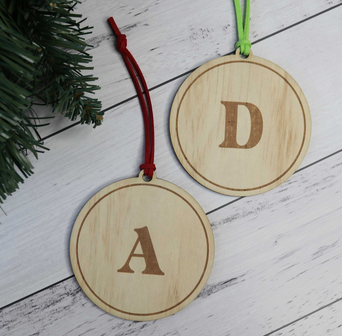 Wooden Initial Christmas Bauble