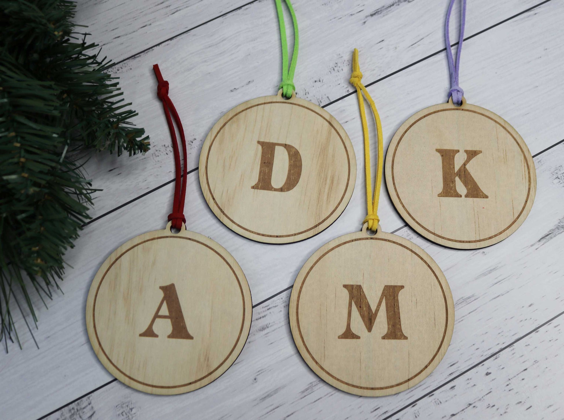 Wooden Initial Christmas Bauble