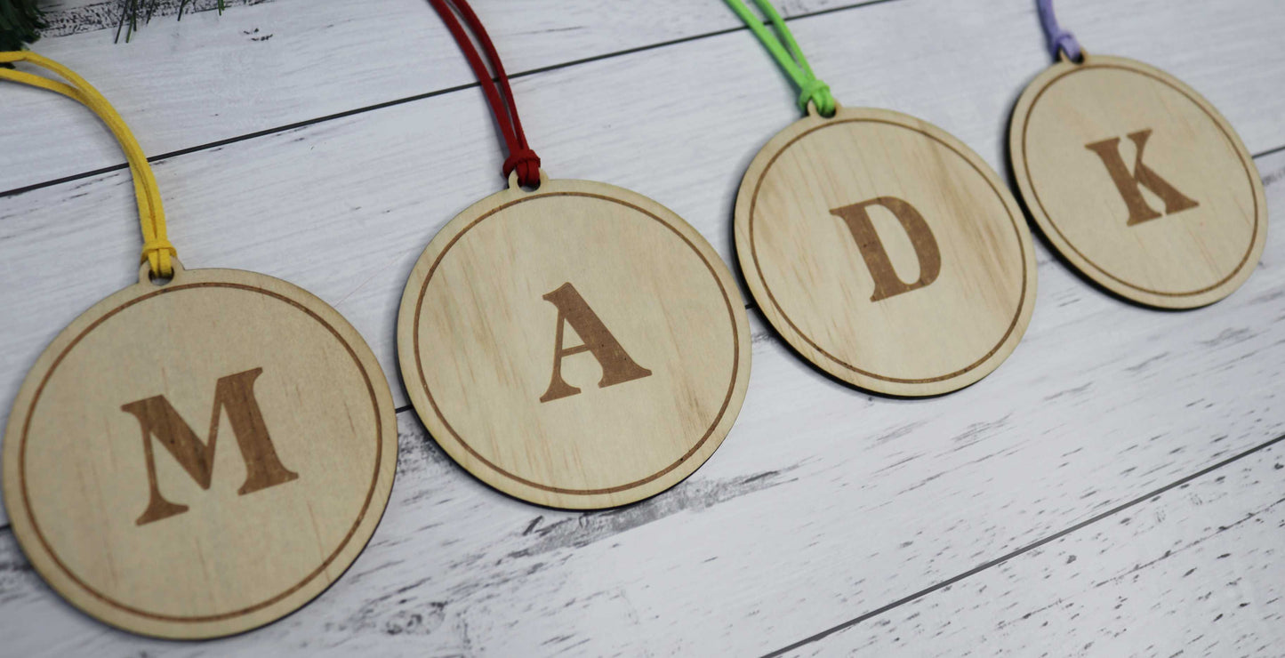 Wooden Initial Christmas Bauble