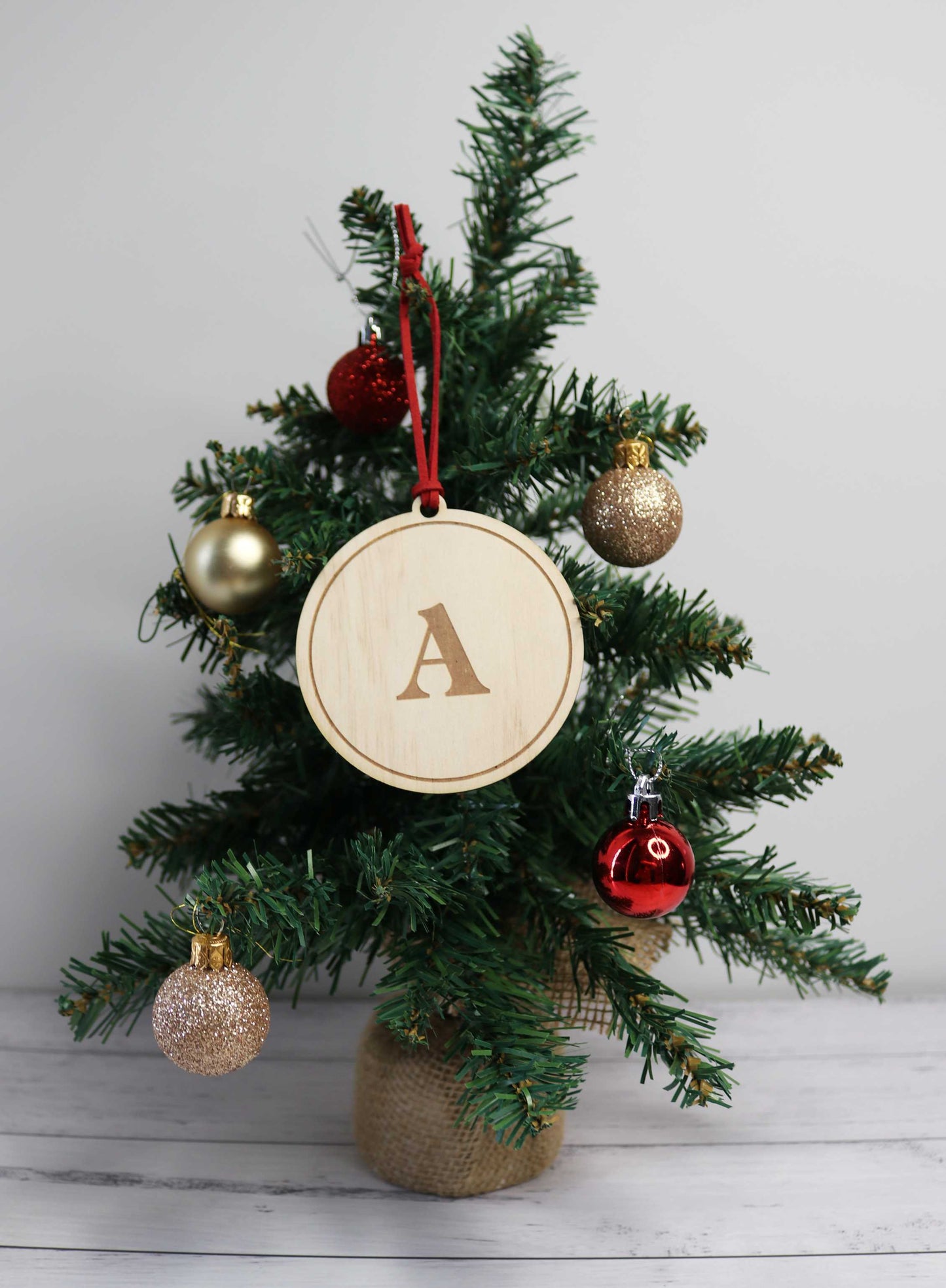 Wooden Initial Christmas Bauble