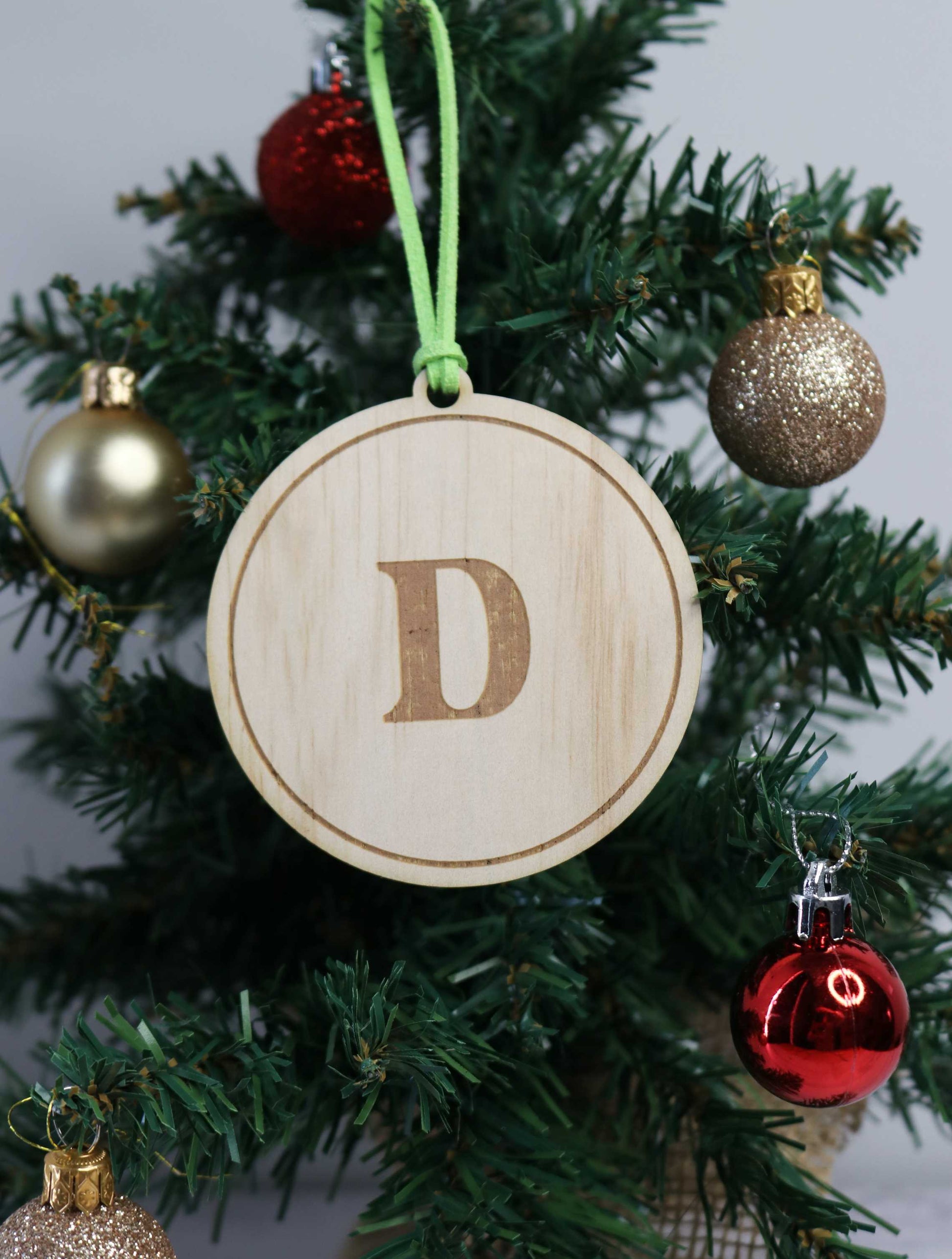 Wooden Initial Christmas Bauble