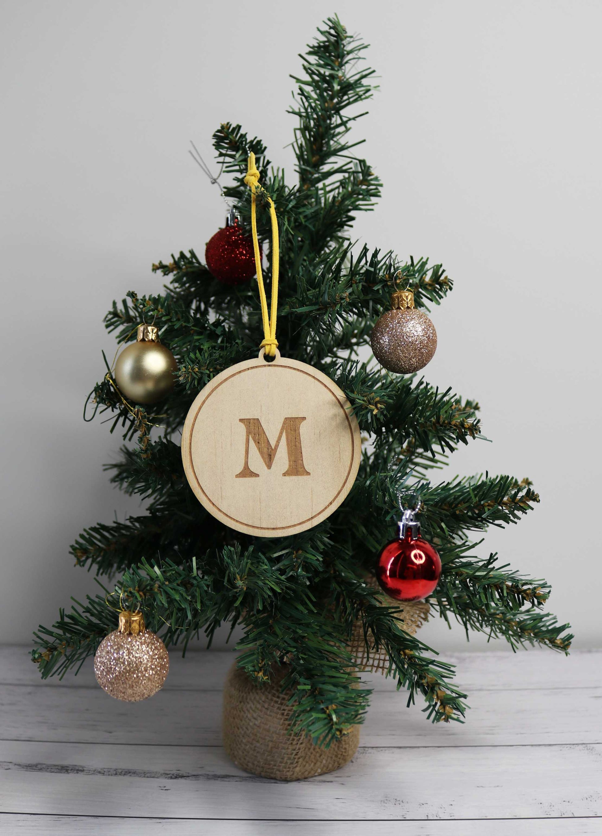 Wooden Initial Christmas Bauble