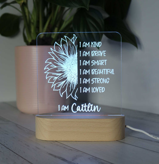 Personalised Wooden Night Light - Affirmation