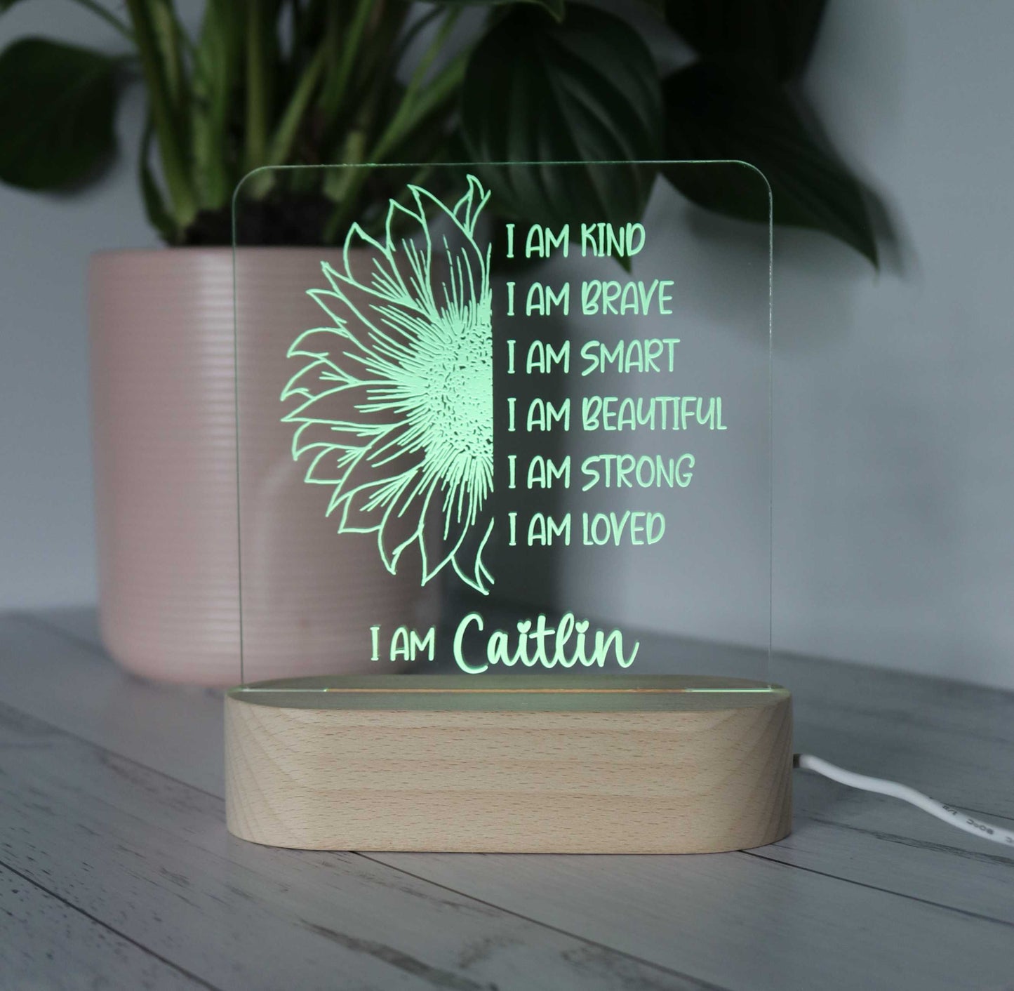 Personalised Wooden Night Light - Affirmation