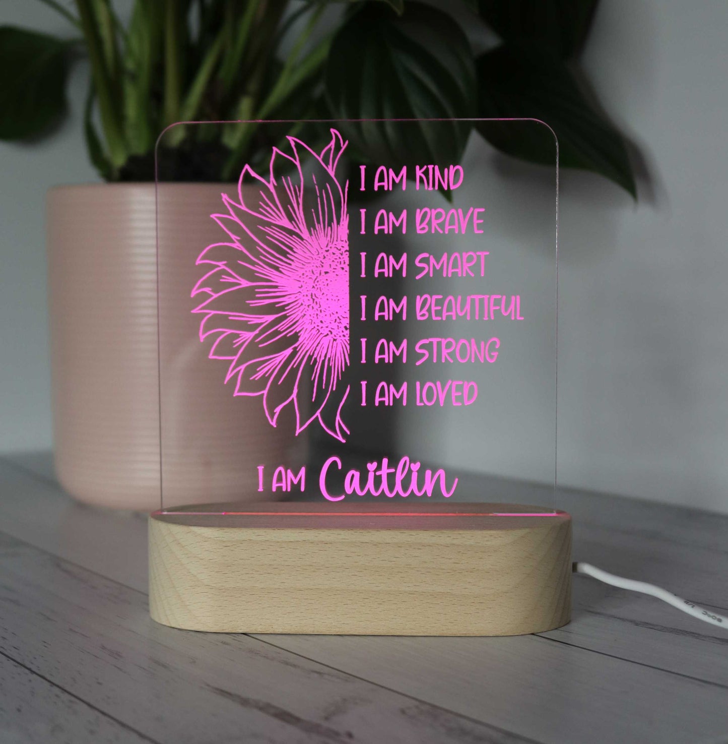 Personalised Wooden Night Light - Affirmation