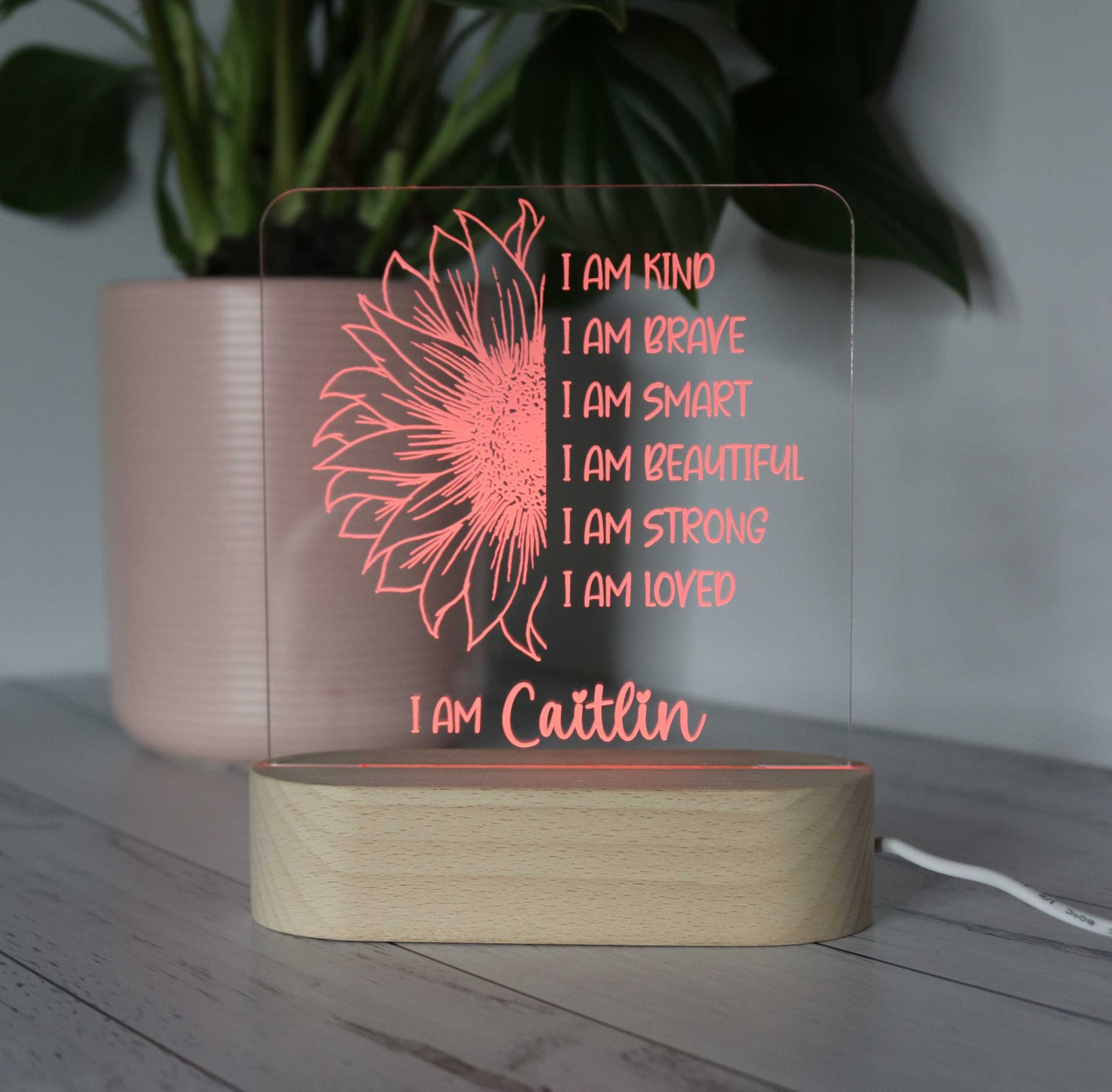 Personalised Wooden Night Light - Affirmation