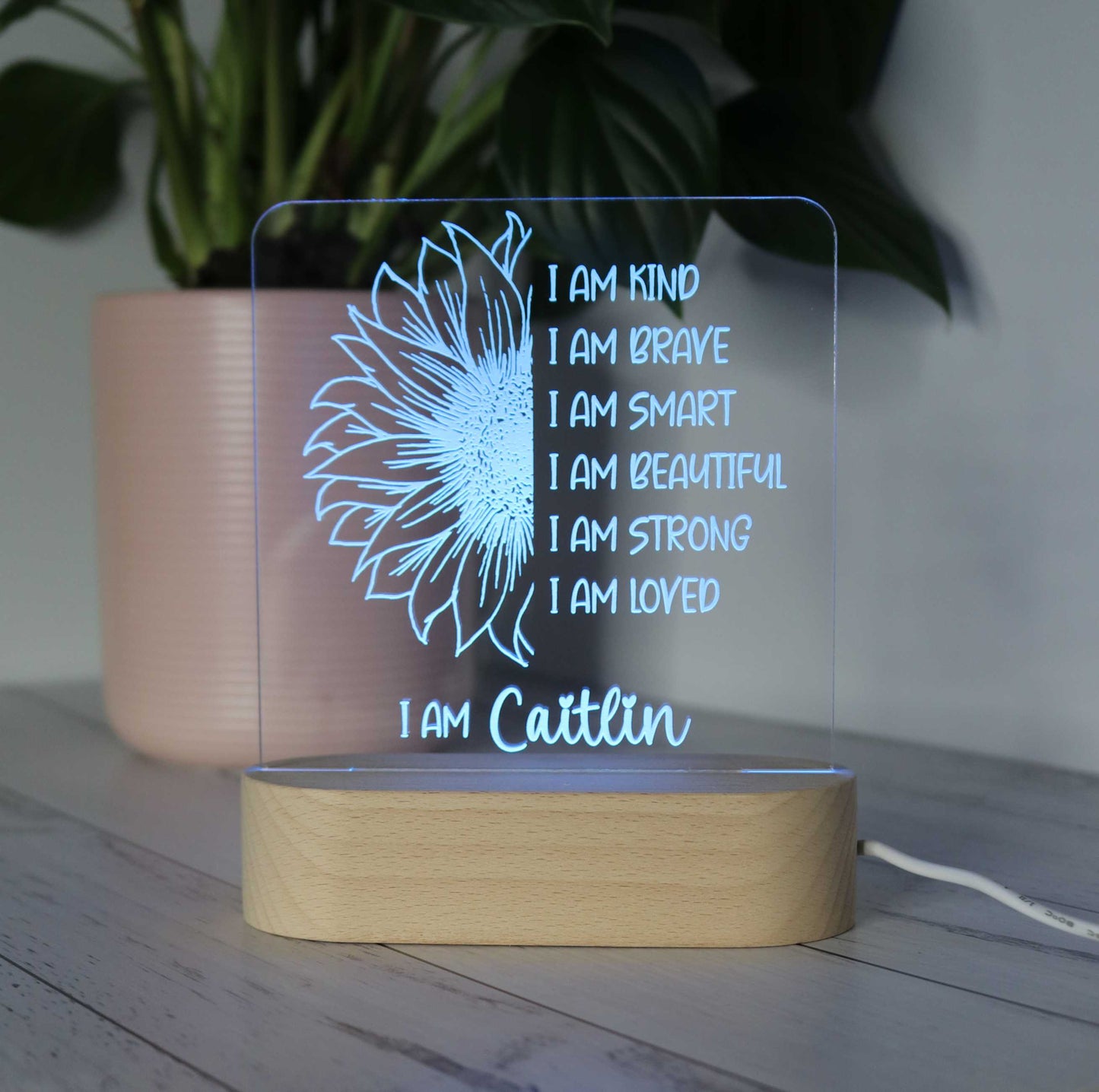 Personalised Wooden Night Light - Affirmation