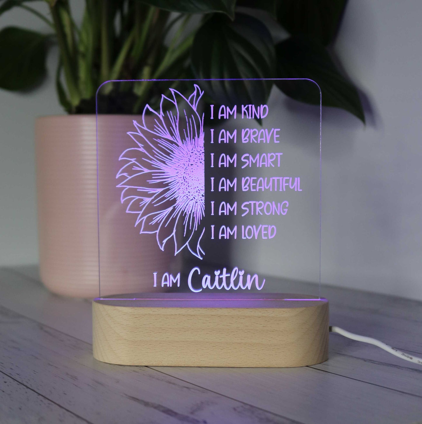 Personalised Wooden Night Light - Affirmation