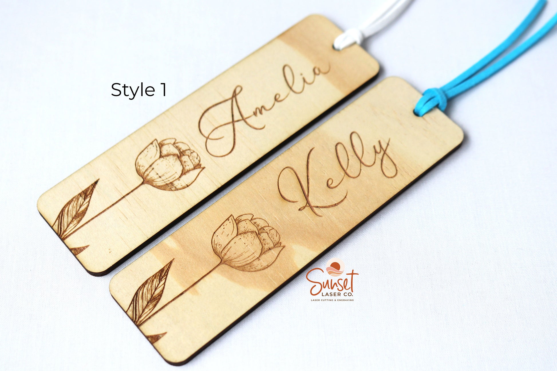 Personalised Wooden Bookmark - Floral