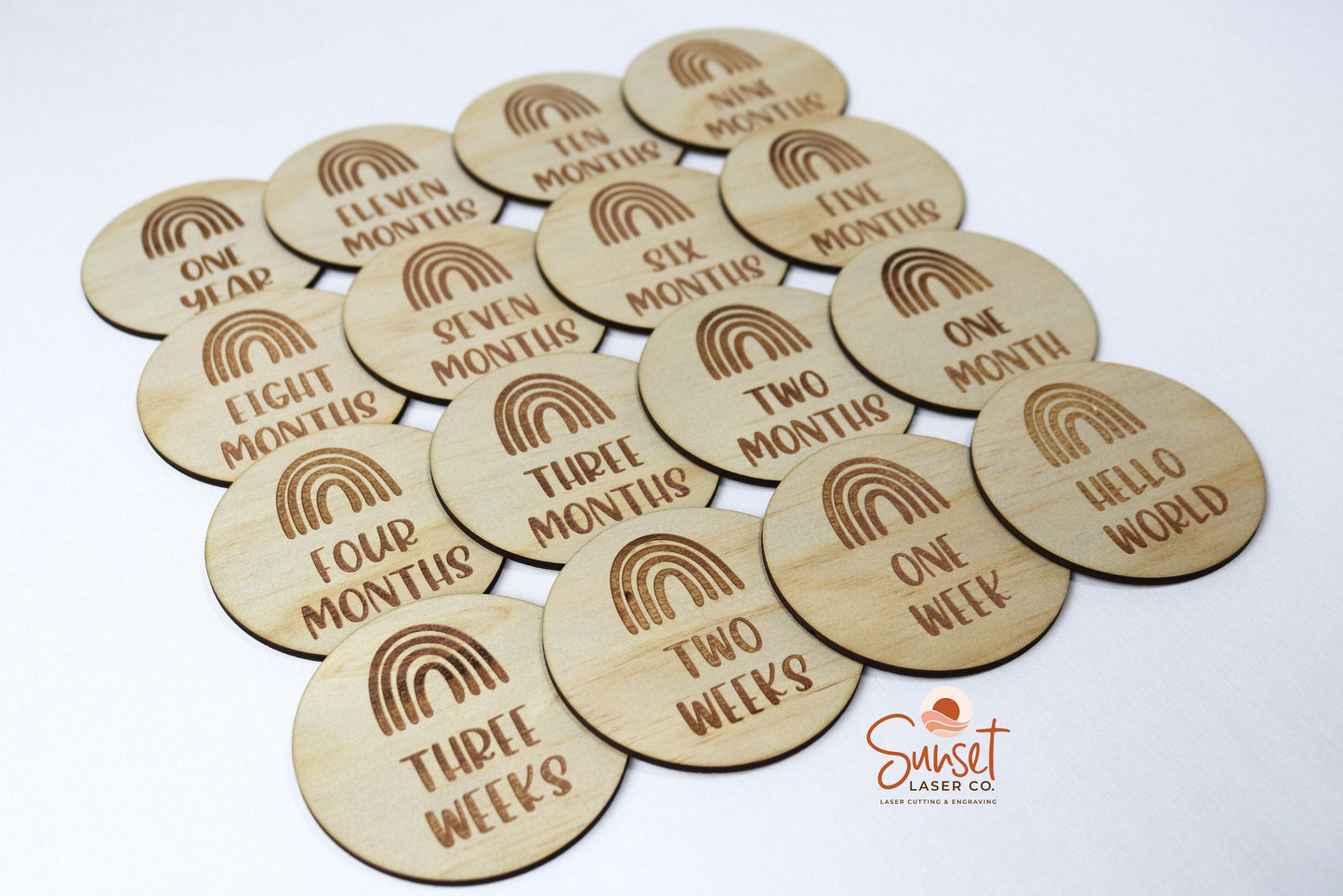 Rainbow Baby Milestone Discs - Engraved Full Set