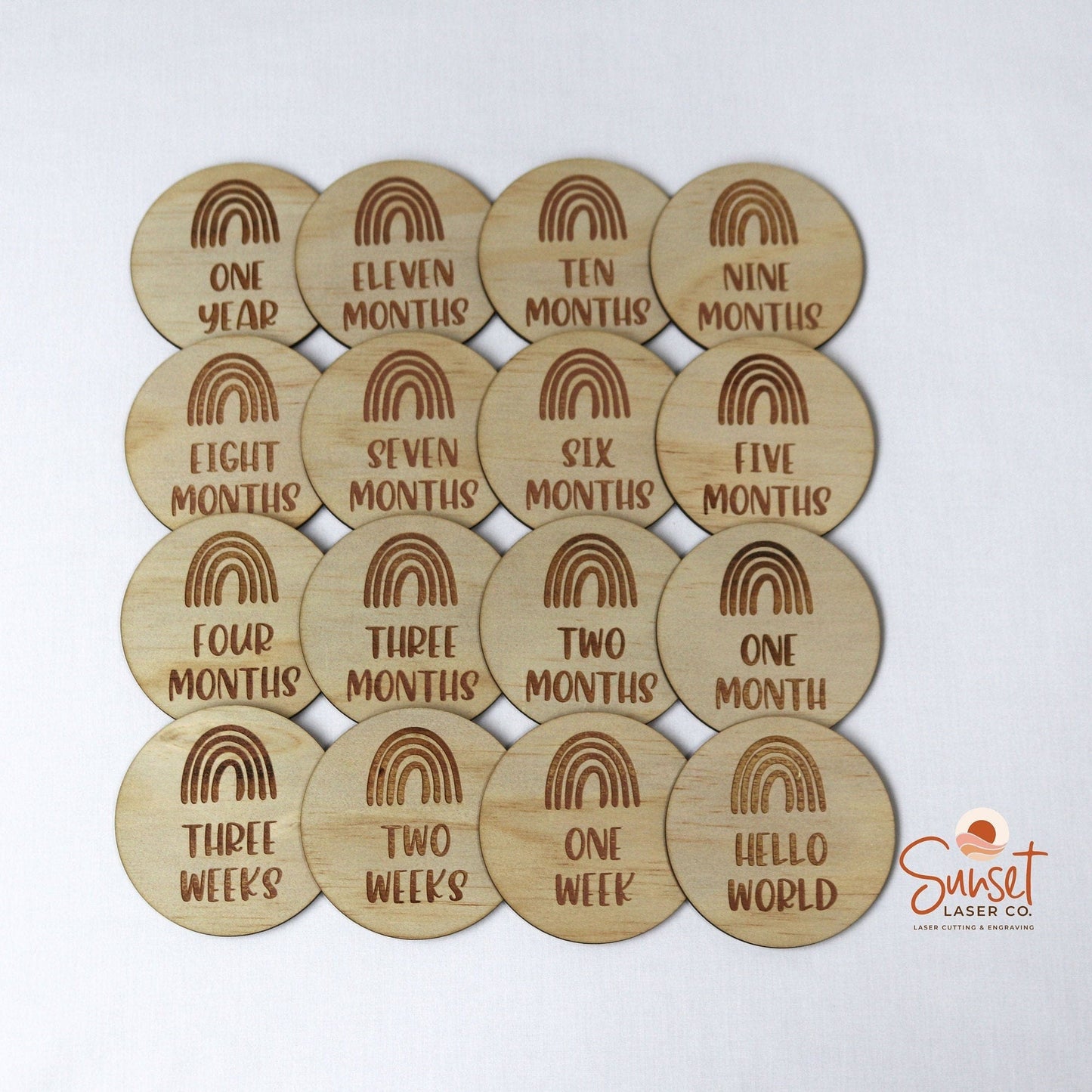 Rainbow Baby Milestone Discs - Engraved Full Set