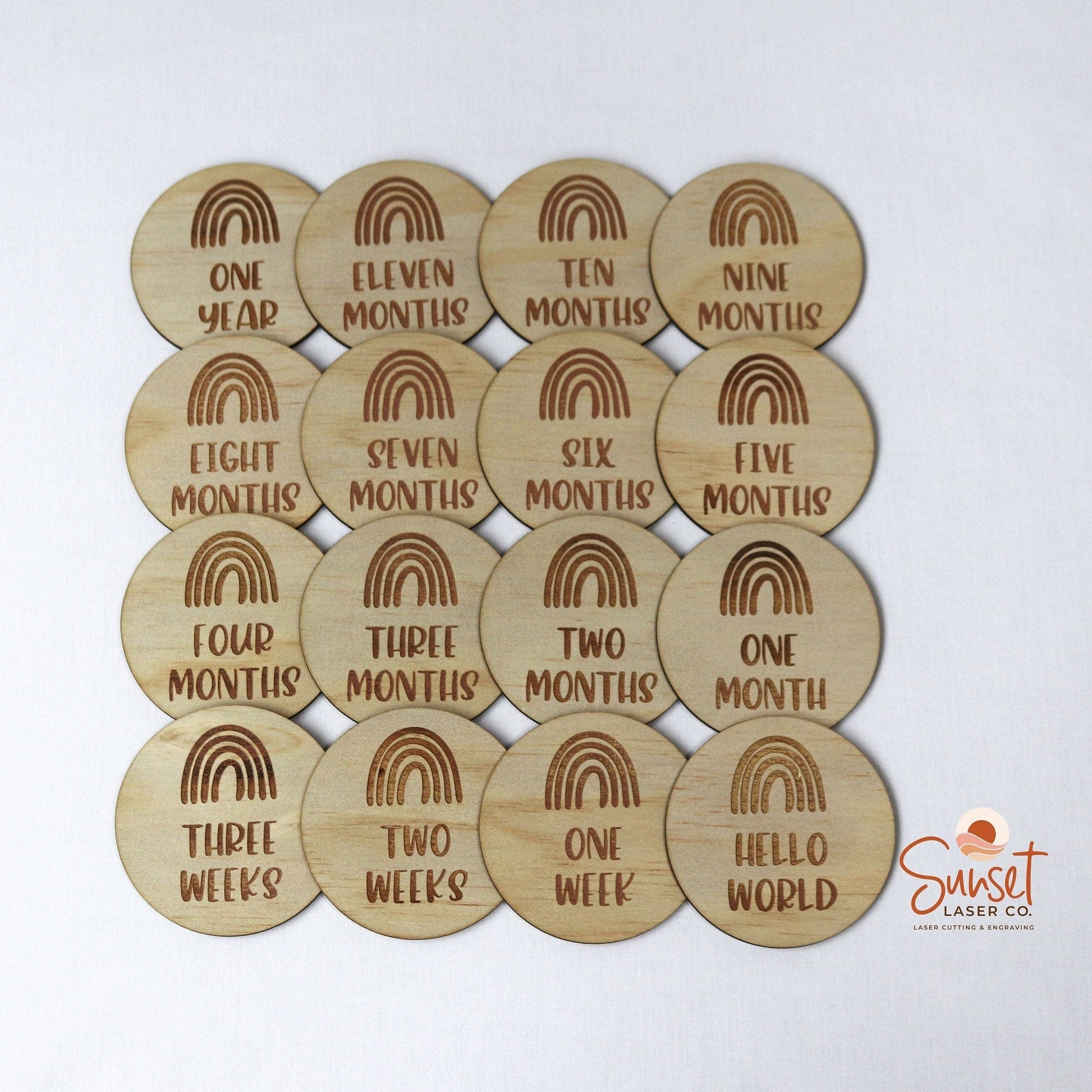 Rainbow Baby Milestone Discs - Engraved Full Set