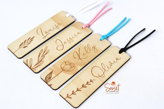 Personalised Wooden Bookmark - Floral
