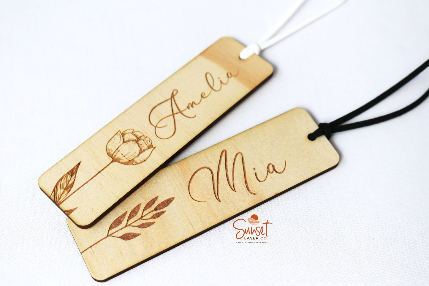 Personalised Wooden Bookmark - Floral