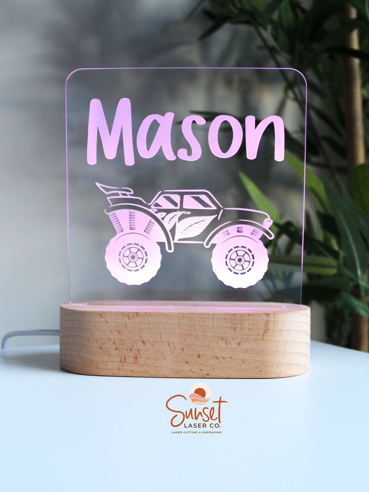 Wooden Personalised Night Light - Monster Truck