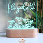 Wooden Personalised Night Light - Floral