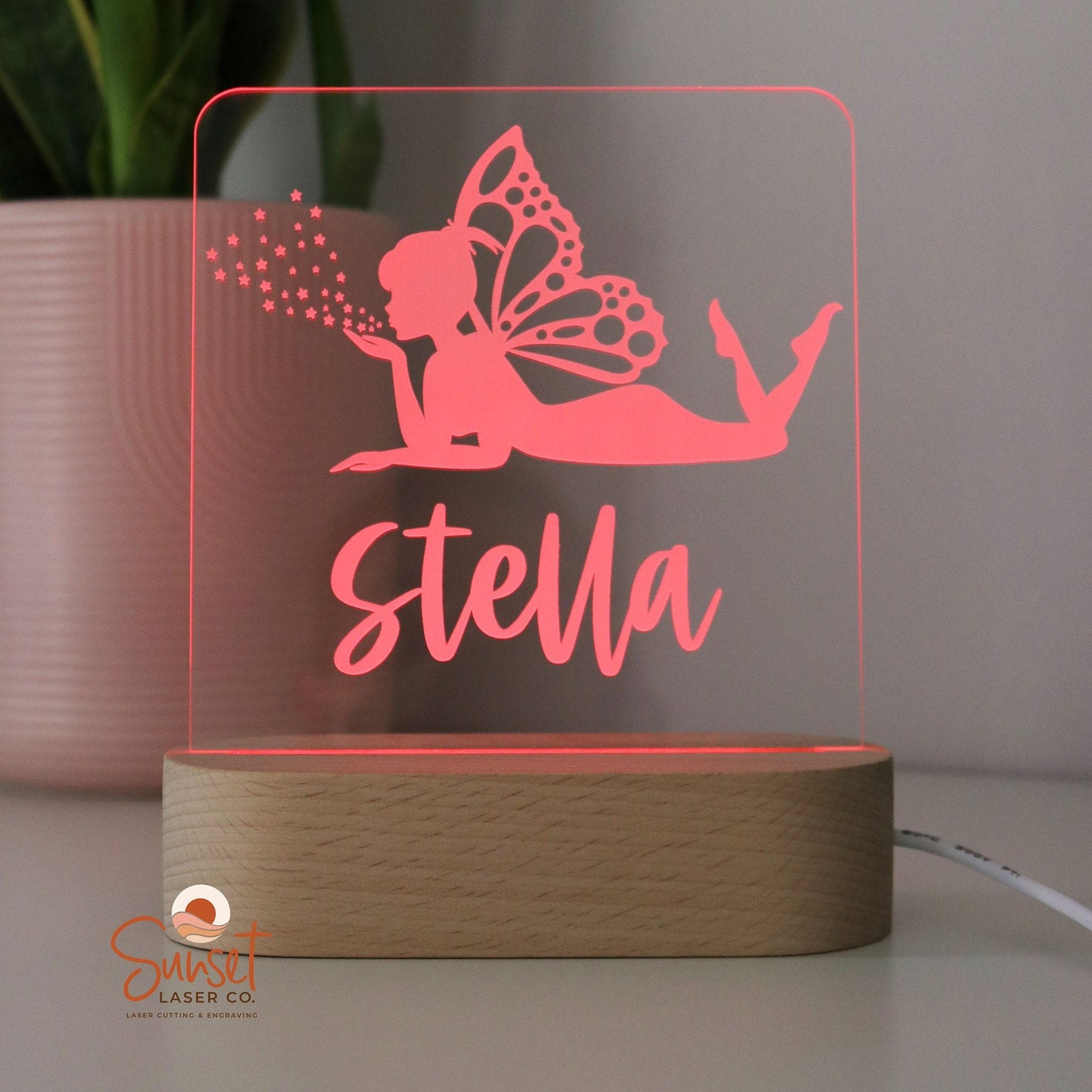 Wooden Personalised Night Light - Fairy Light