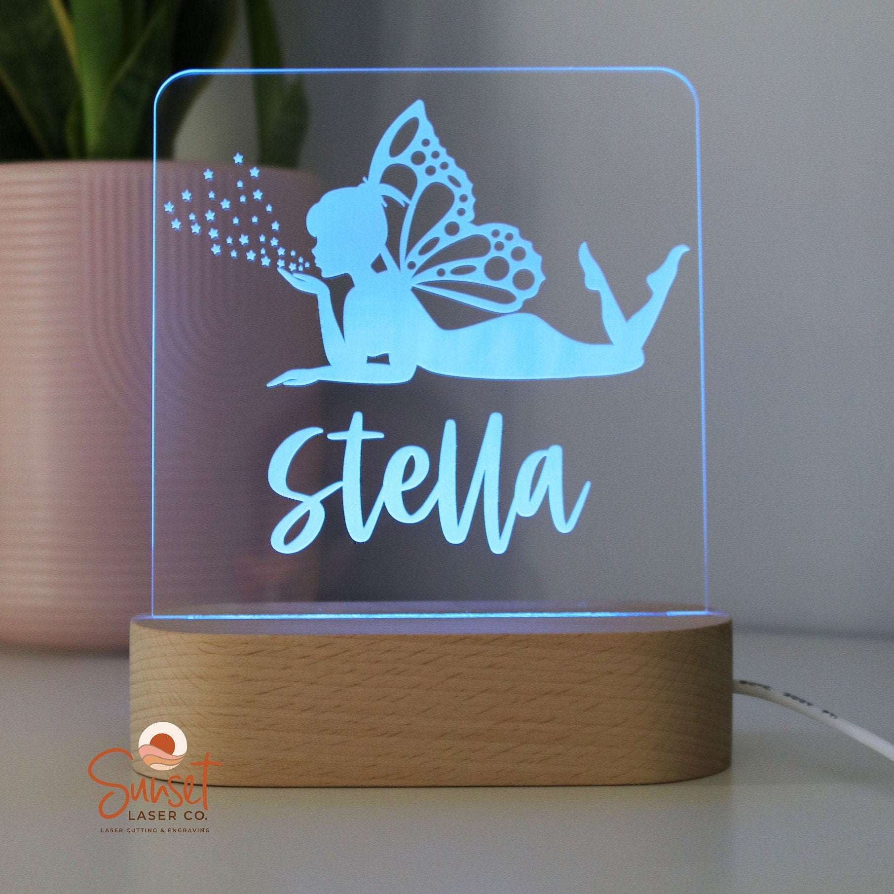 Wooden Personalised Night Light - Fairy Light