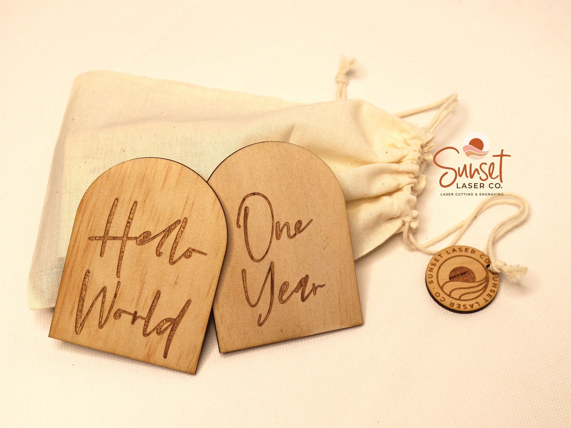Wooden Arch Script Milestone Discs - Base Set