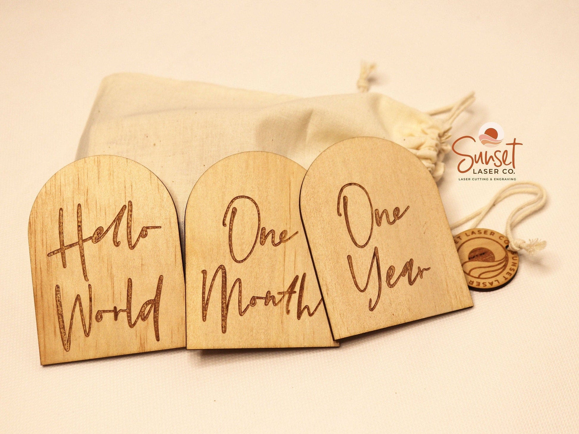 Wooden Arch Script Milestone Discs - Base Set