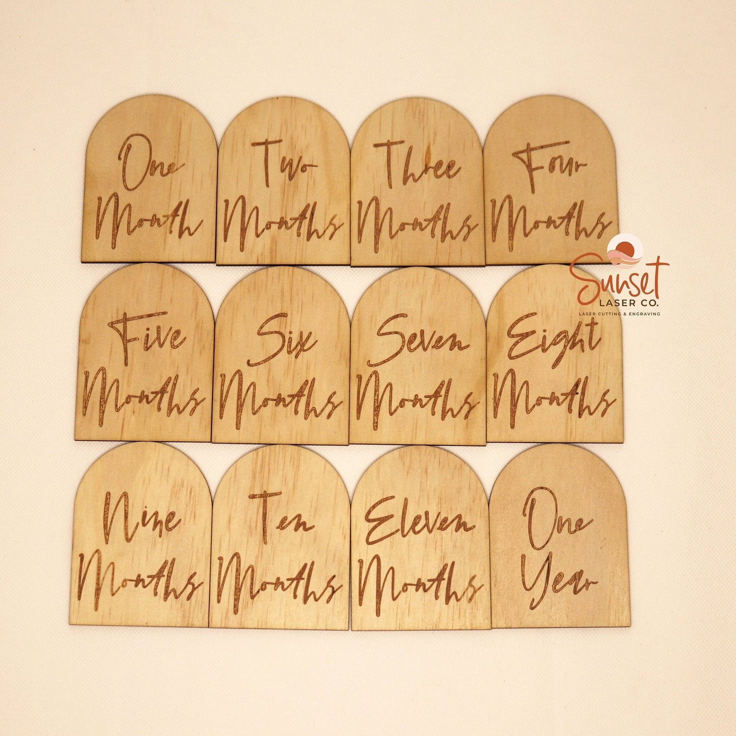 Wooden Arch Script Milestone Discs - Full Set