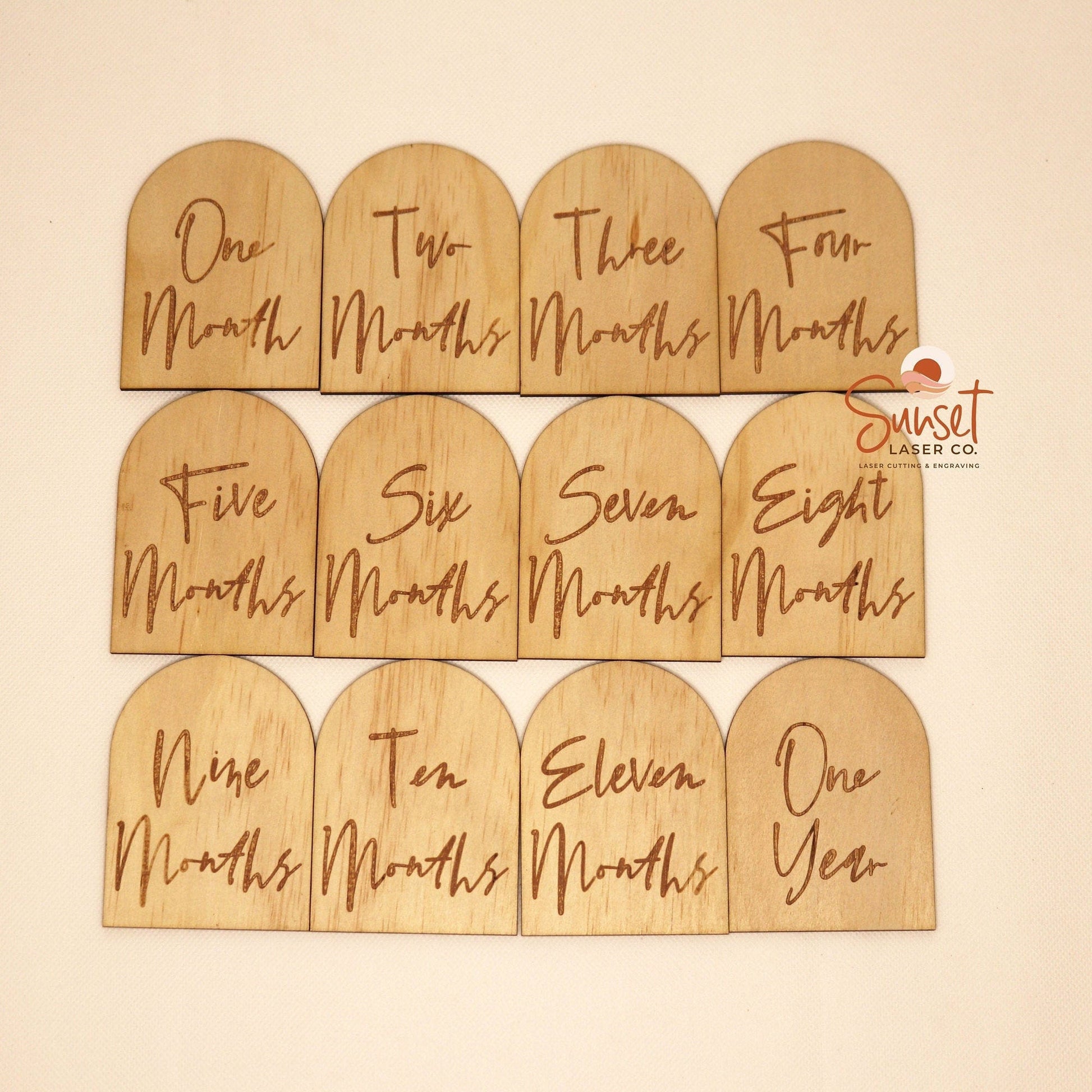 Wooden Arch Script Milestone Discs - Base Set