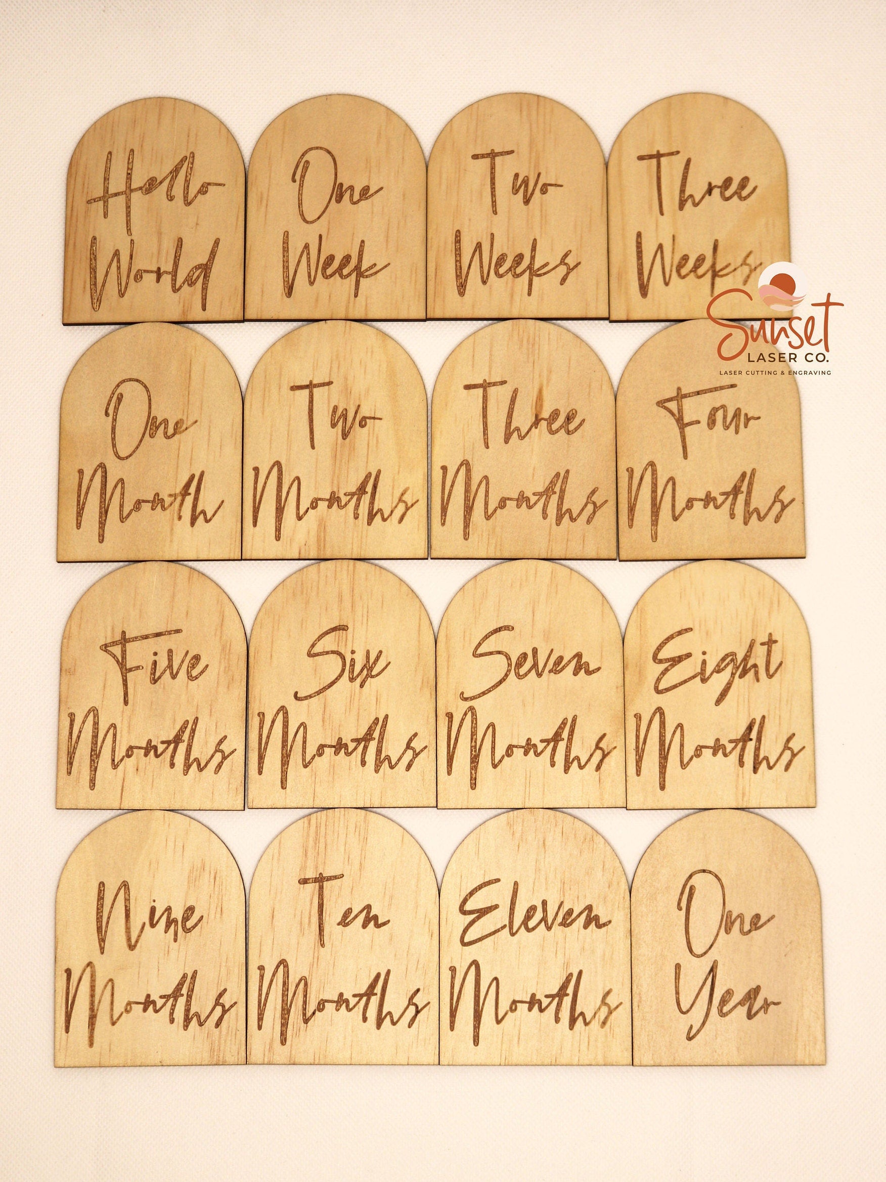 Wooden Arch Script Milestone Discs - Base Set