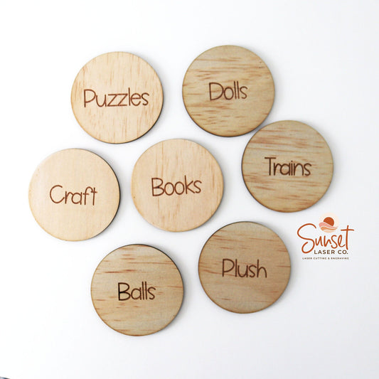 Wooden Playroom Labels - Round