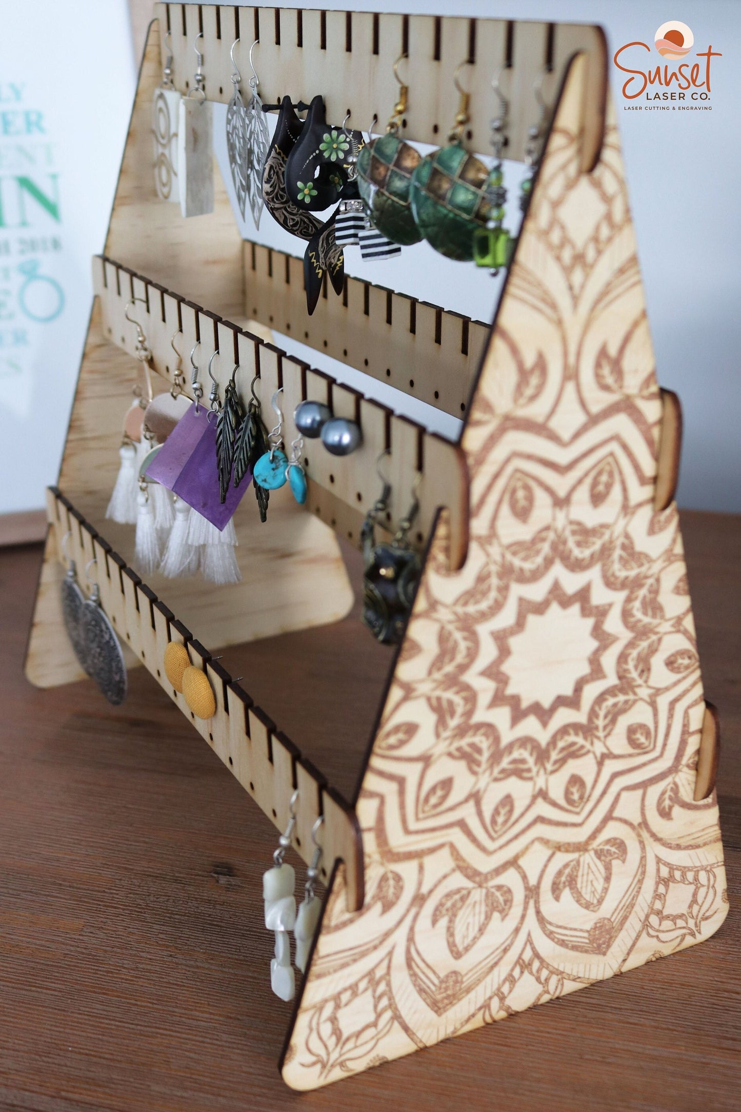 Wooden Mandala Earring Stand