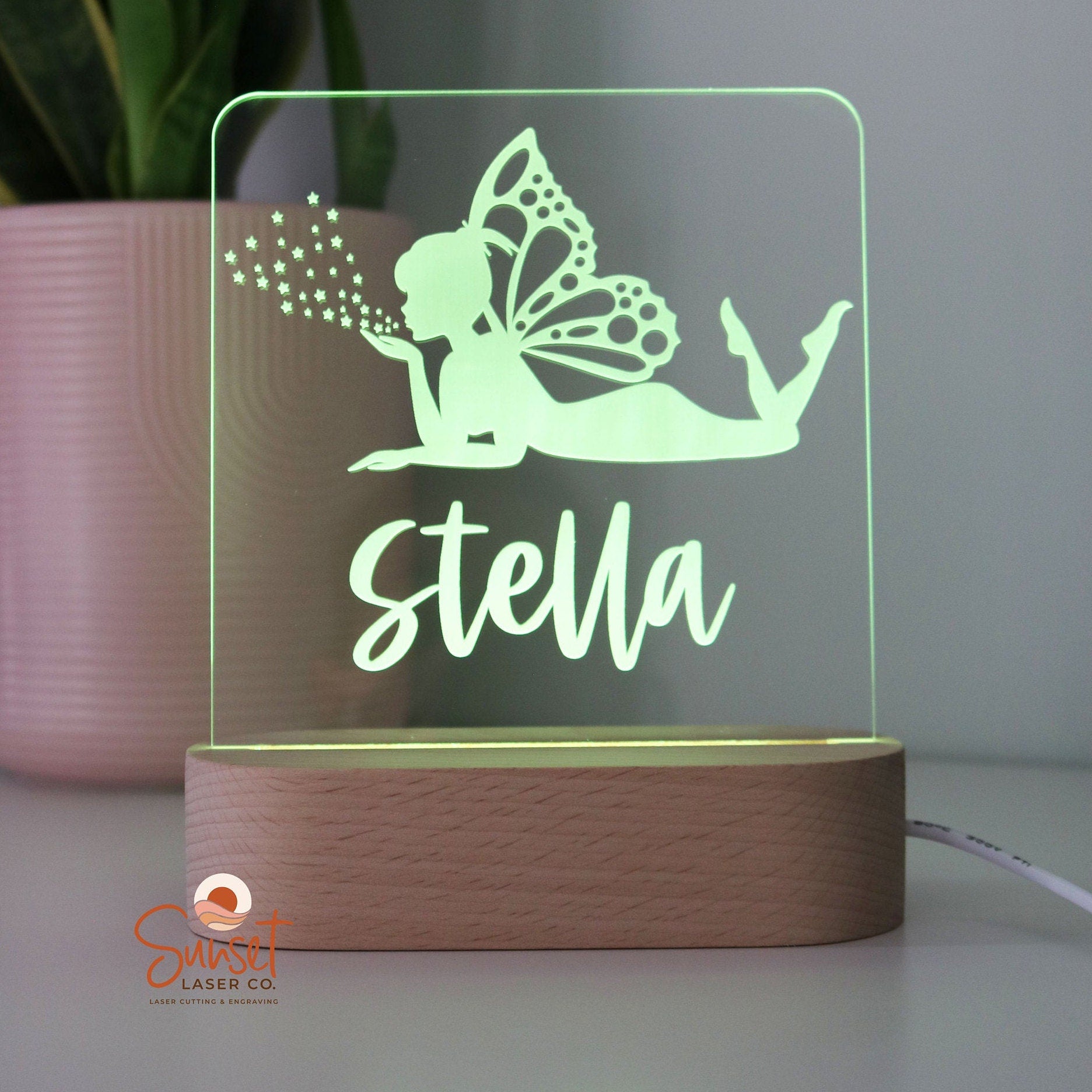 Wooden Personalised Night Light - Fairy Light