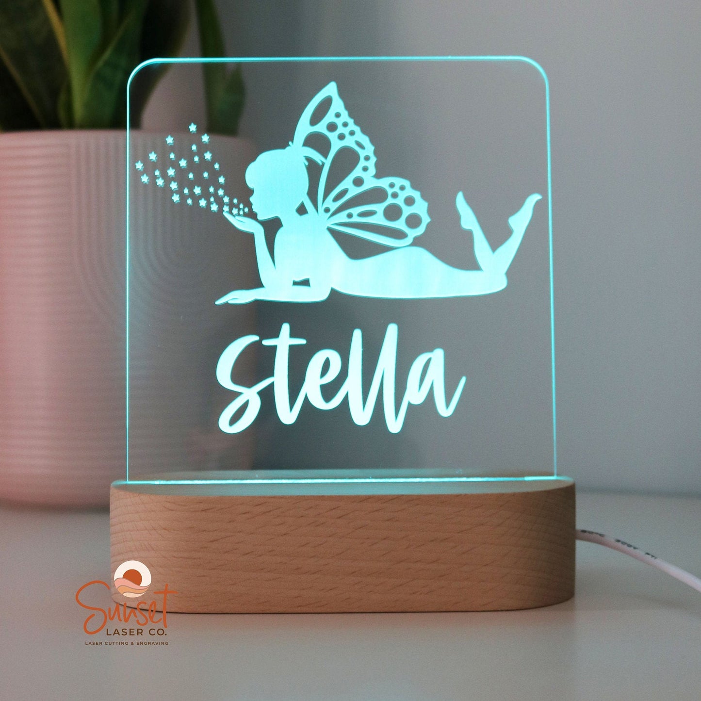 Wooden Personalised Night Light - Fairy Light