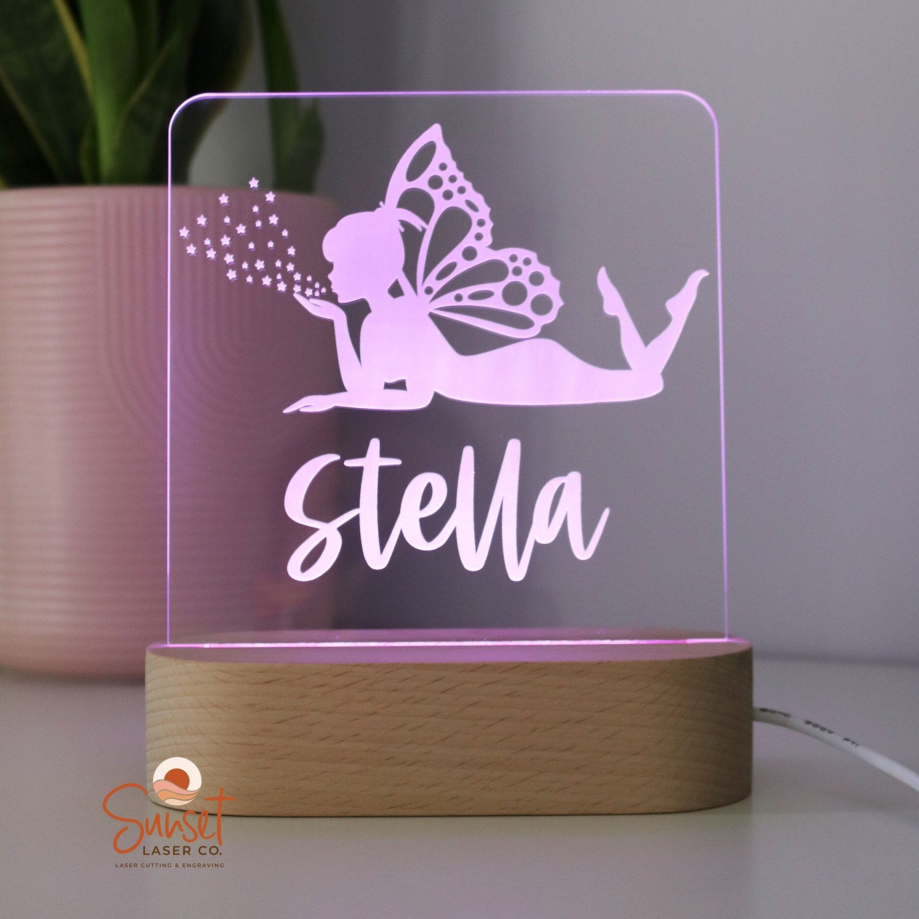 Wooden Personalised Night Light - Fairy Light