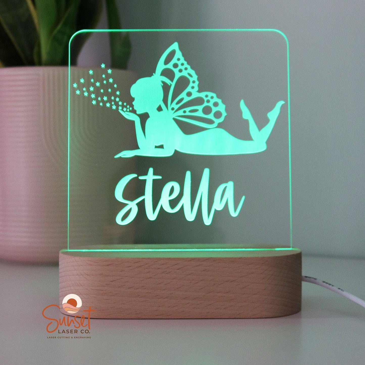 Wooden Personalised Night Light - Fairy Light