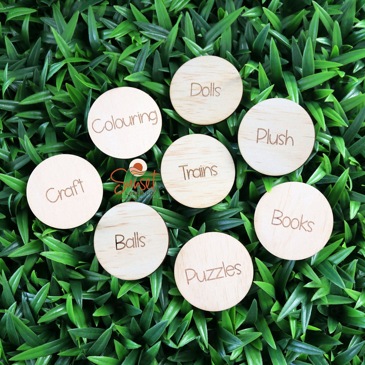 Wooden Playroom Labels - Round