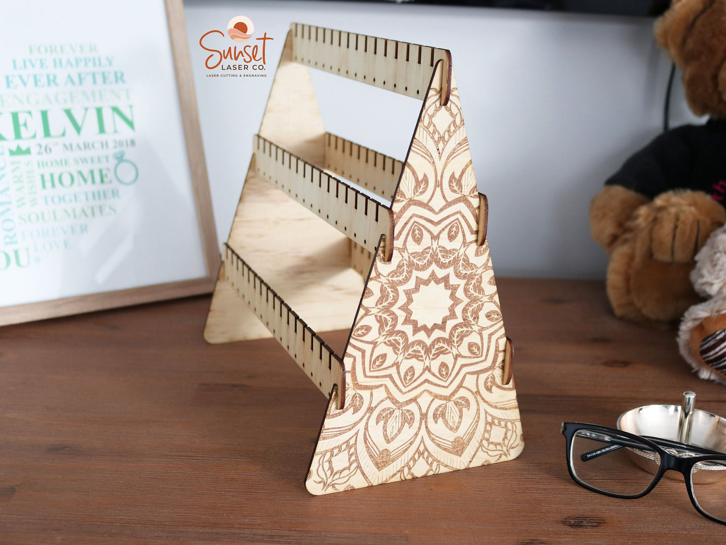 Wooden Mandala Earring Stand