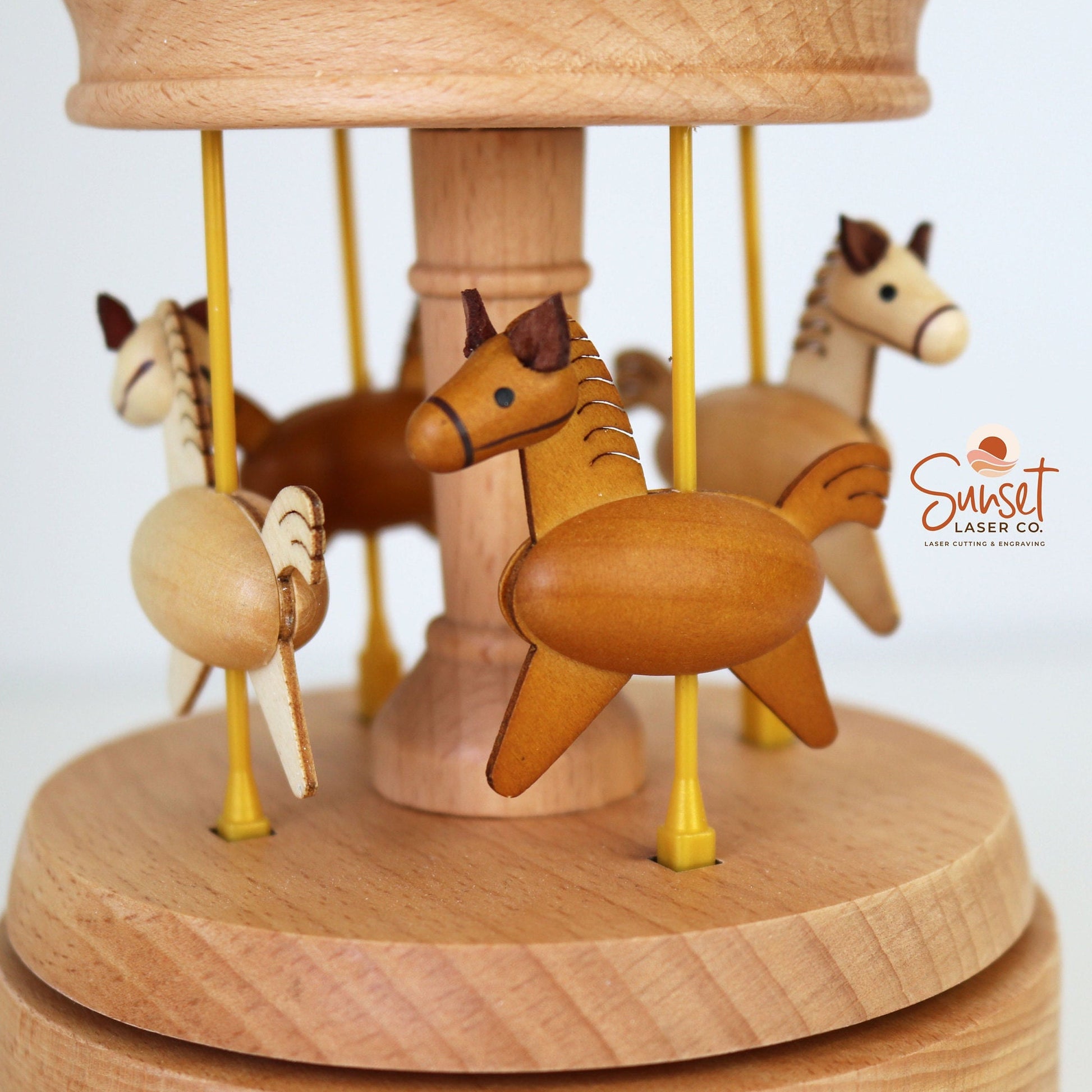 Personalised Wooden Musical Carousel - Horses