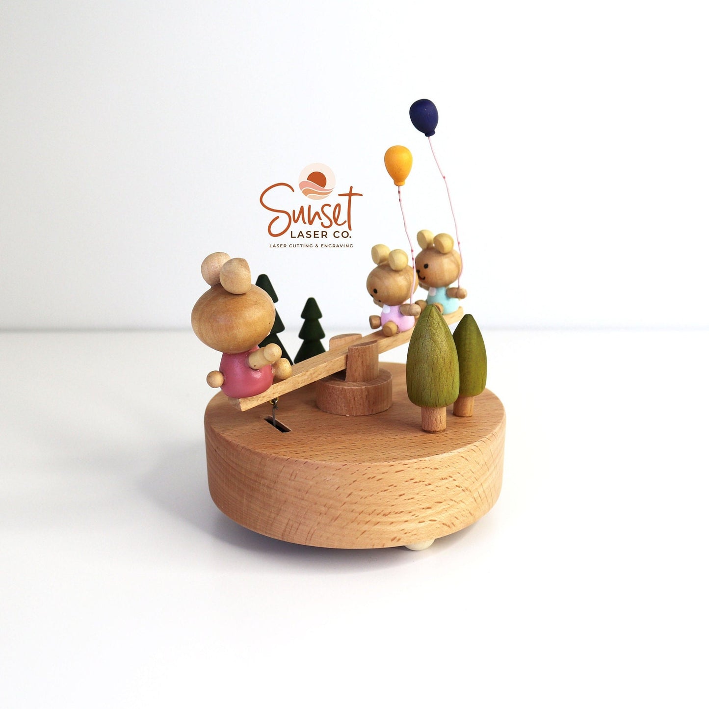 Personalised Wooden Musical Carousel - See Saw