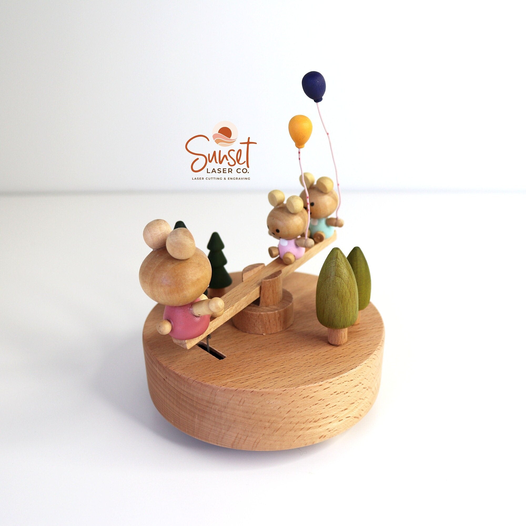 Personalised Wooden Musical Carousel - See Saw – Sunset Laser Co