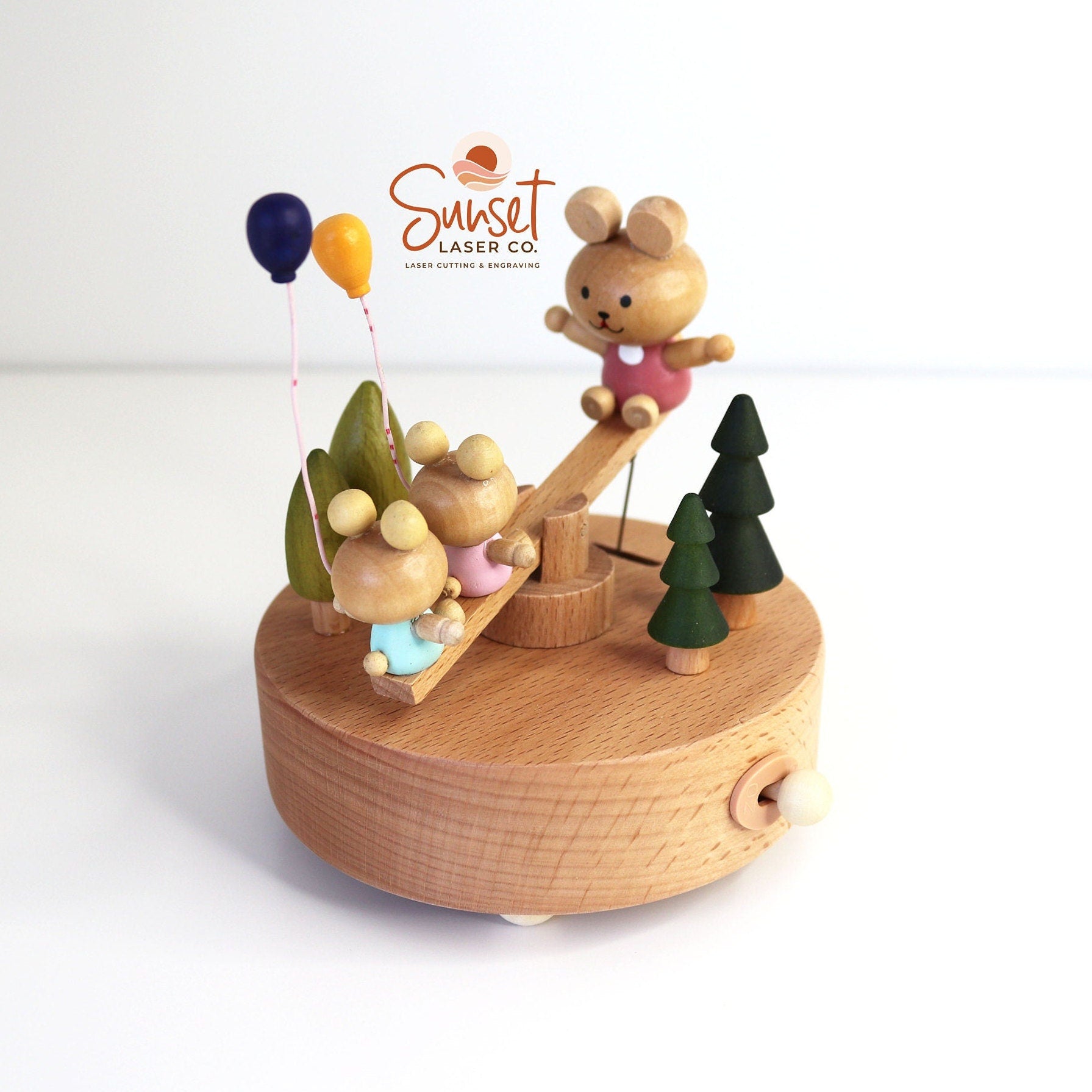 Personalised Wooden Musical Carousel - See Saw