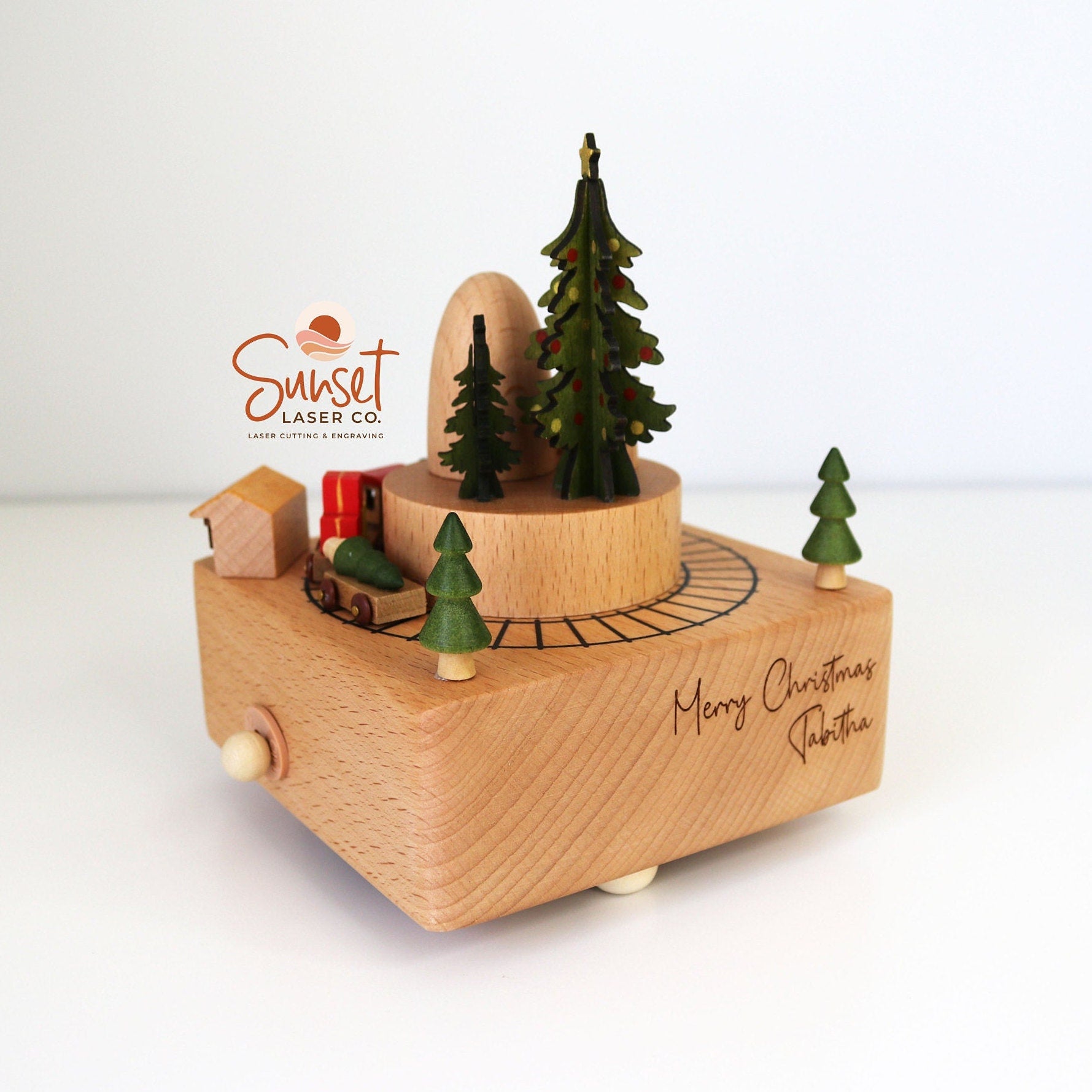 Personalised Wooden Musical Christmas Train Carousel