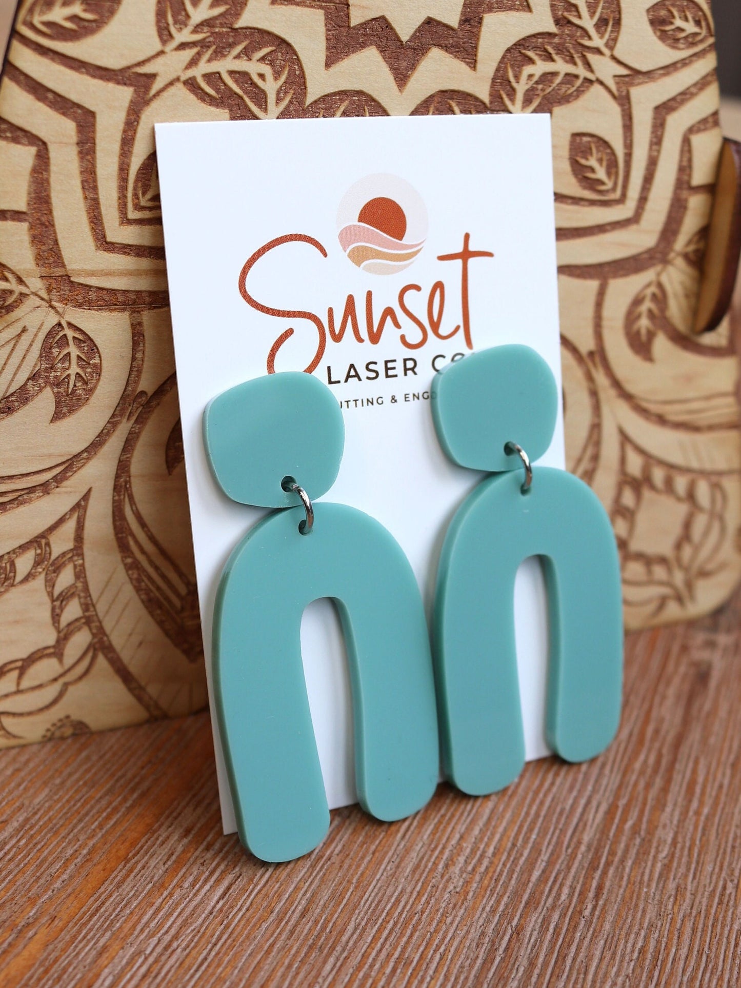 Acrylic Arch Earrings - Teal Tide