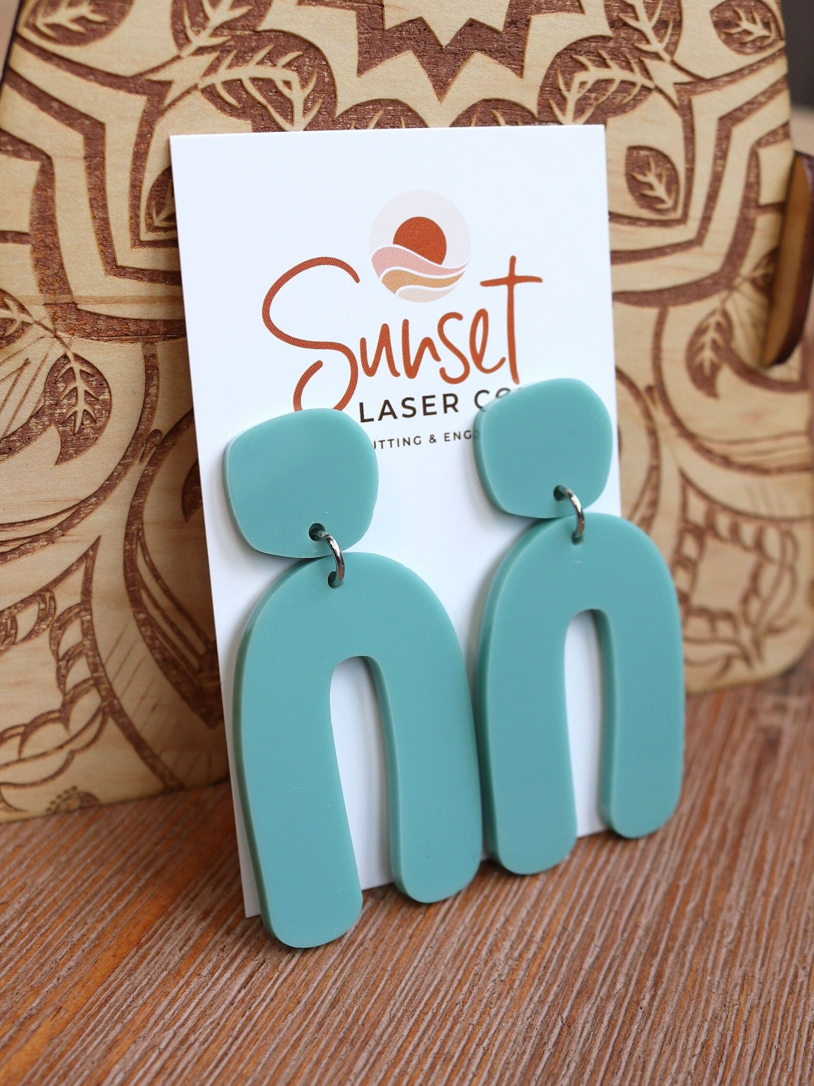 Acrylic Arch Earrings - Teal Tide