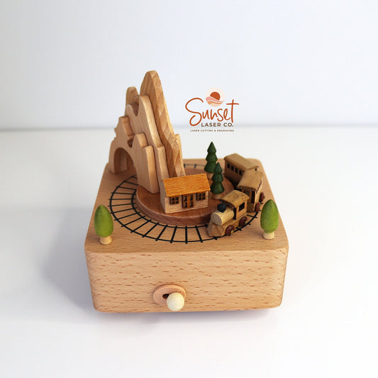 Personalised Wooden Musical Carousel - Train